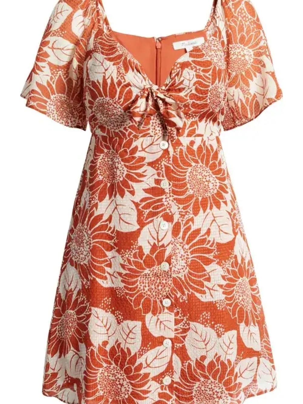 NWT Madewell 100% Silk Tie-Front Mini Dress In Sunflower Season